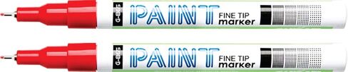 Tiny-Titan Extra Fine Point Paint Pen - Waterproof Oil Based, Quick Dry & Permanent, Markers For Rock, Stone, Ceramic, Wood, Fabric, Plastic, Canvas, Glass And Many More - Red - 2 Pens in Kuwait