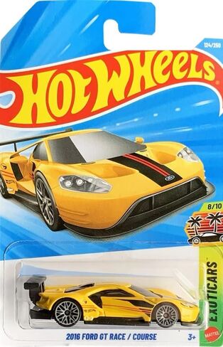 Hot Wheels 2016 Ford GT Race [Yellow] Exoticars 8/10, 124/250 Treasure Hunt! - 1:64 Scale Diecast Toy Vehicle in Kuwait