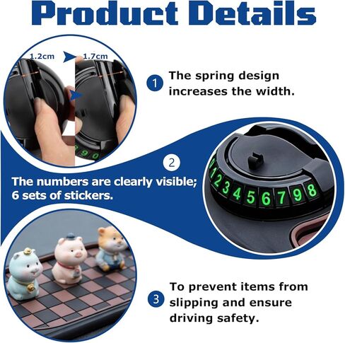 2 PCS Multifunction Car Anti-Slip Mat, All in One Car Organizer Pad,Universal Car Anti Slip Mat Phone Holder,Rotatable Vehicle Phone Holder with Temporary Parking Number,for Sunglasses,Keys,Gadgets in Saudi Arabia