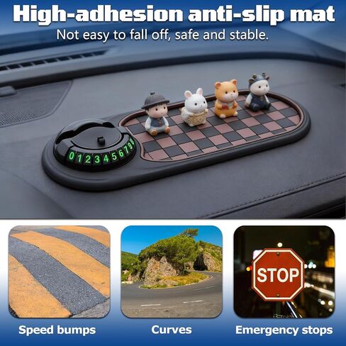2 PCS Multifunction Car Anti-Slip Mat, All in One Car Organizer Pad,Universal Car Anti Slip Mat Phone Holder,Rotatable Vehicle Phone Holder with Temporary Parking Number,for Sunglasses,Keys,Gadgets in Saudi Arabia