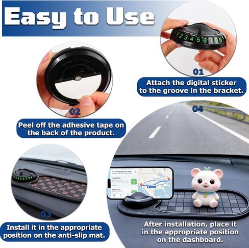 2 PCS Multifunction Car Anti-Slip Mat, All in One Car Organizer Pad,Universal Car Anti Slip Mat Phone Holder,Rotatable Vehicle Phone Holder with Temporary Parking Number,for Sunglasses,Keys,Gadgets in Saudi Arabia