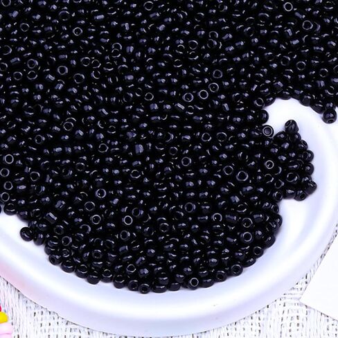 2000pcs Glass Seed Beads Bulk, 4mm 6/0 Mini Pony Spacer Small Individual Color Seed Beads for DIY Bracelet Necklaces Wrist Jewelry Making, Black in Saudi Arabia