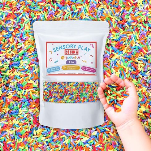 Rainbow Sensory Play Rice for Kids, 2 lbs – Colorful Sensory Bin Filler for Scooping, Pouring, Sorting & Creative Play – Perfect for Sensory Bins and Tables – Fine Motor Play – Ages 3+ in Saudi Arabia