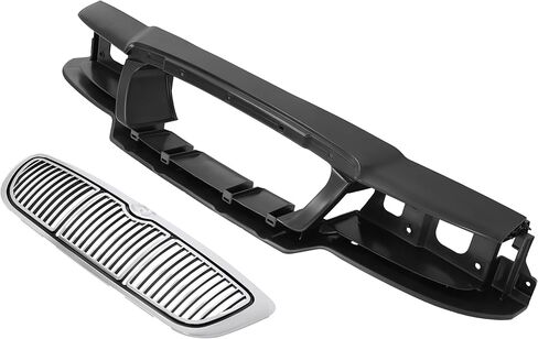HECASA Header Panel & Grille Compatible with 1998-2002 Mercury Grand Marquis GS/LS FO1220214 FO1200353 Grill Headlight Headlamp Mounting Panel Nose Silvery+Black 2Pcs in Kuwait