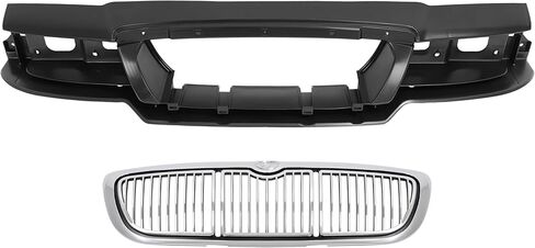HECASA Header Panel & Grille Compatible with 1998-2002 Mercury Grand Marquis GS/LS FO1220214 FO1200353 Grill Headlight Headlamp Mounting Panel Nose Silvery+Black 2Pcs in Kuwait