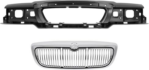 HECASA Header Panel & Grille Compatible with 1998-2002 Mercury Grand Marquis GS/LS FO1220214 FO1200353 Grill Headlight Headlamp Mounting Panel Nose Silvery+Black 2Pcs in Kuwait