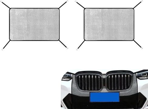 2 PCS Grille Protection Mesh, Engine Front Grille Net with Mounting Hook, High-density Anti-willow Bumper Grill Mesh, Universal Radiator Tank Protector for Cars (Black) in Saudi Arabia