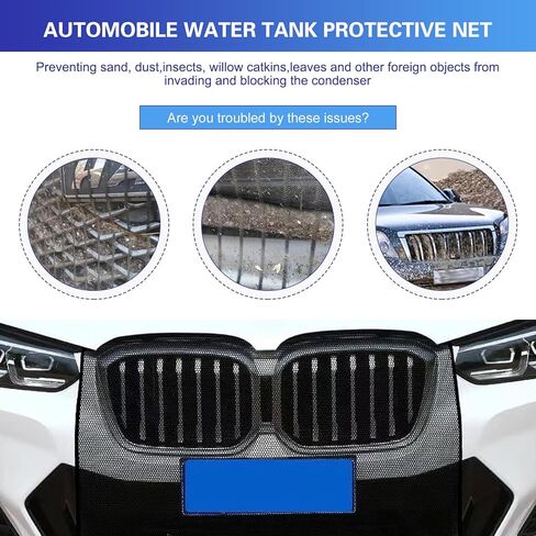 2 PCS Grille Protection Mesh, Engine Front Grille Net with Mounting Hook, High-density Anti-willow Bumper Grill Mesh, Universal Radiator Tank Protector for Cars (Black) in Saudi Arabia