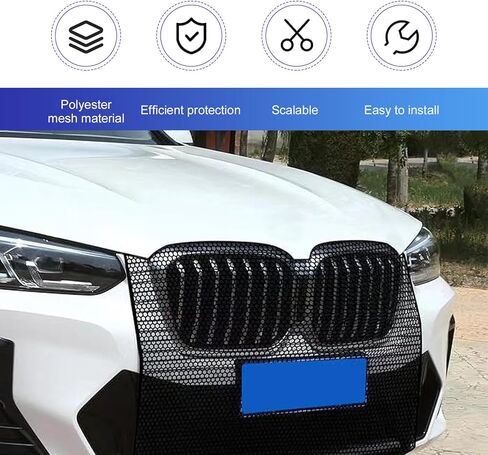 2 PCS Grille Protection Mesh, Engine Front Grille Net with Mounting Hook, High-density Anti-willow Bumper Grill Mesh, Universal Radiator Tank Protector for Cars (Black) in Saudi Arabia