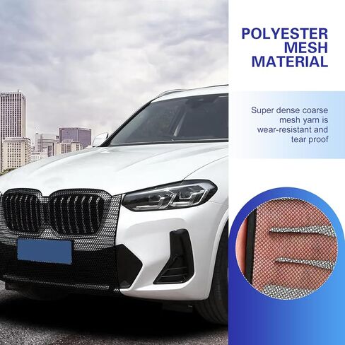2 PCS Grille Protection Mesh, Engine Front Grille Net with Mounting Hook, High-density Anti-willow Bumper Grill Mesh, Universal Radiator Tank Protector for Cars (Black) in Saudi Arabia