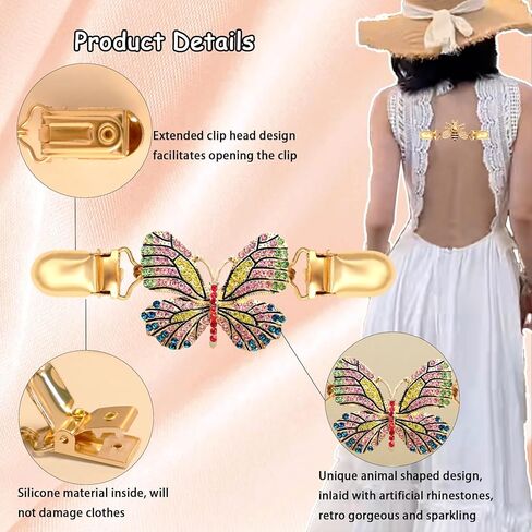 2Pcs Cinch Clip Waist Colorful Cincher Clips for Women Retro Sweater Shirts Shawl Dress Back Cinch Clips(Butterflies&Bees) in Saudi Arabia