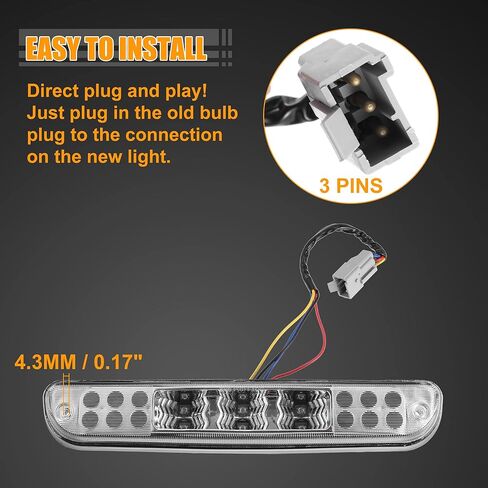 X AUTOHAUX الذيل العالي جبل الفرامل وقف الضوء CC3Z13A613B الخلفية سقف الكابينة مركز الفرامل الثالثة وقف الذيل ضوء مصباح البضائع لفورد F-250 ABS أسود أبيض in Kuwait