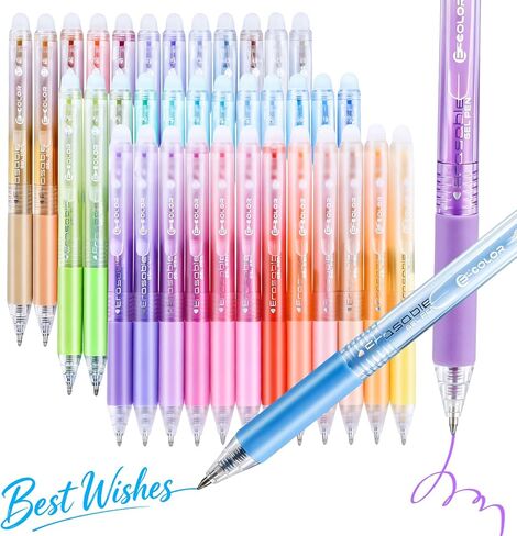 12 Colors Retractable Erasable Gel Pens, Retractable Fine Point Erasable Pens,Make Mistakes Disappear Colored Pens Clicker for Drawing, Colored Pens Grabbie Gel Pens for Writing, Planner & Note Taking in Saudi Arabia