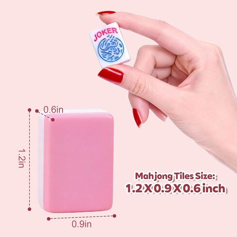 1.2-inch Premium Pink American Mahjong Tile Set. Made of Durable and Sturdy Melamine. Perfect for Multiplayer Games, on-the-go Gaming, and Playing with Family and Friends.（Pink） in Saudi Arabia