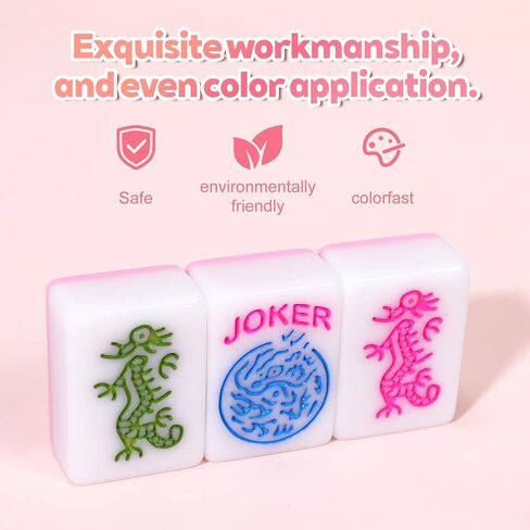 1.2-inch Premium Pink American Mahjong Tile Set. Made of Durable and Sturdy Melamine. Perfect for Multiplayer Games, on-the-go Gaming, and Playing with Family and Friends.（Pink） in Saudi Arabia