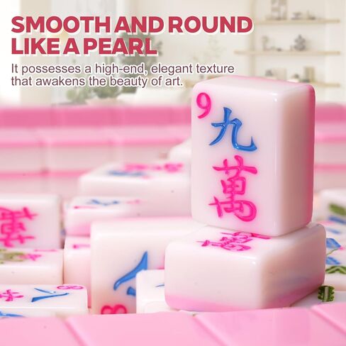 1.2-inch Premium Pink American Mahjong Tile Set. Made of Durable and Sturdy Melamine. Perfect for Multiplayer Games, on-the-go Gaming, and Playing with Family and Friends.（Pink） in Saudi Arabia