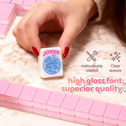 1.2-inch Premium Pink American Mahjong Tile Set. Made of Durable and Sturdy Melamine. Perfect for Multiplayer Games, on-the-go Gaming, and Playing with Family and Friends.（Pink） in Saudi Arabia