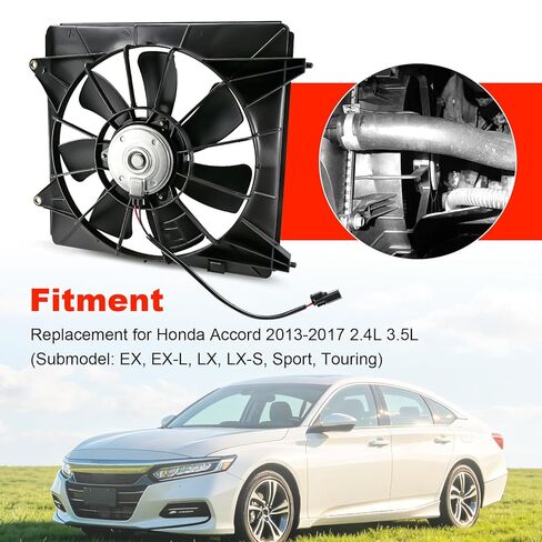 Engine Radiator Cooling Fan Assembly Replacement for Honda Accord 2013-2017 Radiator AC Condenser Cooling Fan Replace 620297 620298 386155A2A01 38611RL8A01 386165G0A01 Right Side in Kuwait