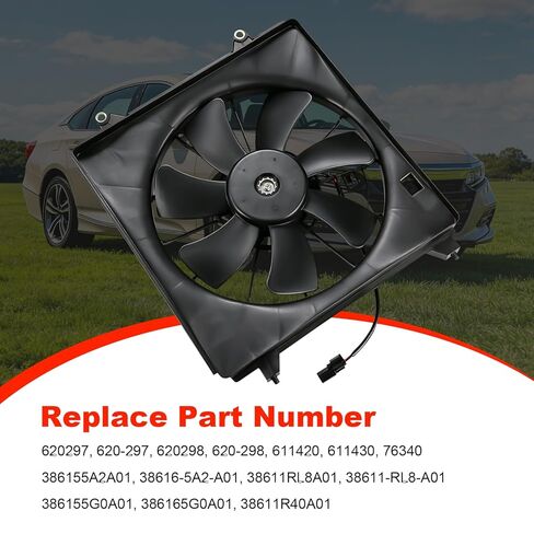 Engine Radiator Cooling Fan Assembly Replacement for Honda Accord 2013-2017 Radiator AC Condenser Cooling Fan Replace 620297 620298 386155A2A01 38611RL8A01 386165G0A01 Right Side in Kuwait