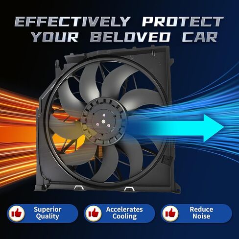 Radiator Cooling Fan Assembly Compatible with X3 2004-2010 2.5L 3.0L L6 Replace 17113415181 17113442089 BM3115135 with Brushless Motor in Kuwait
