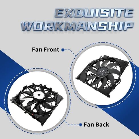 Radiator Cooling Fan Assembly Compatible with X3 2004-2010 2.5L 3.0L L6 Replace 17113415181 17113442089 BM3115135 with Brushless Motor in Kuwait