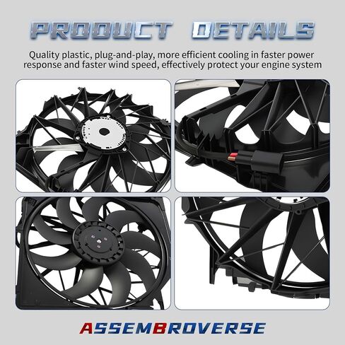 Radiator Cooling Fan Assembly Compatible with X3 2004-2010 2.5L 3.0L L6 Replace 17113415181 17113442089 BM3115135 with Brushless Motor in Kuwait