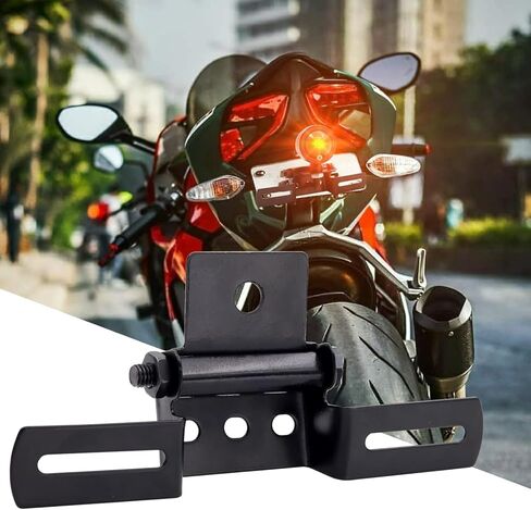 1PC License Plate Bracket Black,Universal Adjustable Motorcycle Rear License Plate Bracket Holder Folding Tail Aluminum Alloy for Motorcycle ATV in Saudi Arabia