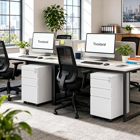 3 Drawer Mobile File Cabinet with Lock, Fully Assembled Except Casters, Under Desk Metal Filing Cabinet for Home Office Organization, Fits Letter/Legal/A4 in Saudi Arabia