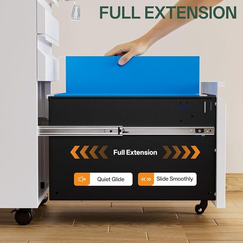 3 Drawer Mobile File Cabinet with Lock, Fully Assembled Except Casters, Under Desk Metal Filing Cabinet for Home Office Organization, Fits Letter/Legal/A4 in Saudi Arabia