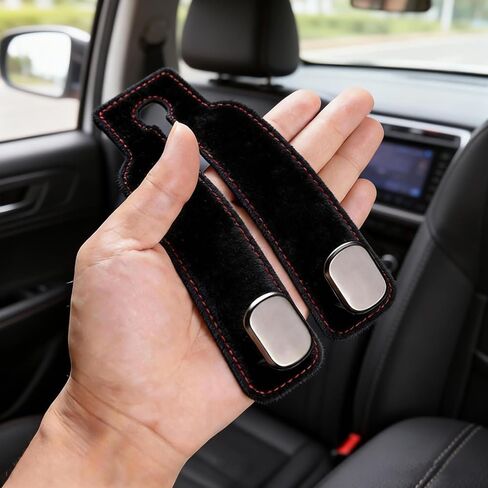 Car Headrest Hook, Seat Back Storage Hook, Luxury Leather Metal Multi-functional Car Organizer Hook (Black - 4 Piece Set) in Saudi Arabia