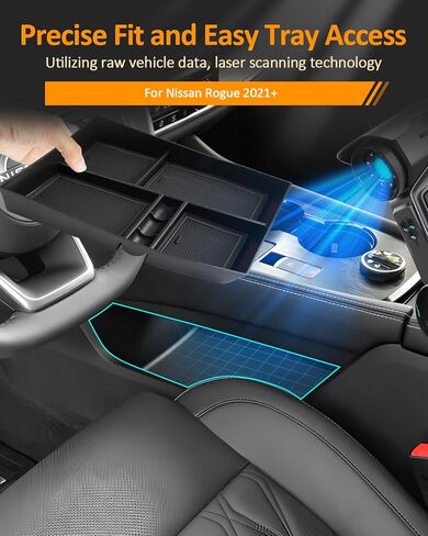 CDEFG for Nissan Rogue 2021-2025 2026 ملحقات وحدة التحكم المركزية علبة تنظيم 2021 2022 2023 2024 2025 Rogue (S، SV، Rock Creek، SL، Platinum) وحدة تخزين وسطية سفلية in Kuwait