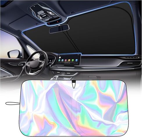 59"X31" Car Windshield Sun Shade with Storage Bag,Foldable Windshield Cover Sun Shade for Blocking Sunlight & Heat Insulation,Upgraded Suns Blocker for Car Windshields in Saudi Arabia