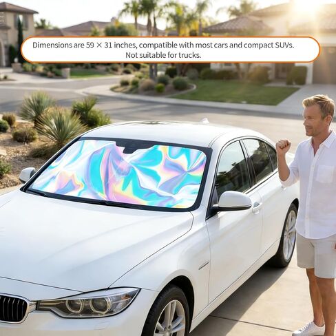 59"X31" Car Windshield Sun Shade with Storage Bag,Foldable Windshield Cover Sun Shade for Blocking Sunlight & Heat Insulation,Upgraded Suns Blocker for Car Windshields in Saudi Arabia