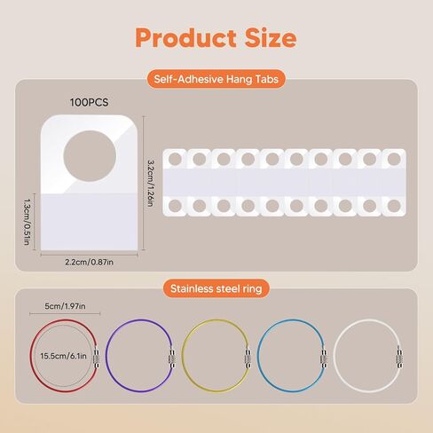 Mayski 200 PCS Yoto Card Storage Organizer, Clear Self-Adhesive Tabs with 10 PCS Multicolor Steel Loops, Heavy-Duty Yoto Card Holder Set, Kids Travel-Friendly Carrier for Classifying Yoto Accessories in Saudi Arabia