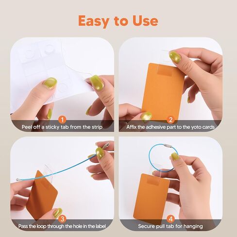 Mayski 200 PCS Yoto Card Storage Organizer, Clear Self-Adhesive Tabs with 10 PCS Multicolor Steel Loops, Heavy-Duty Yoto Card Holder Set, Kids Travel-Friendly Carrier for Classifying Yoto Accessories in Saudi Arabia