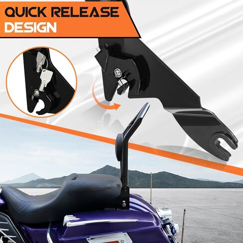مسند ظهر للركاب الخلفي من AUFER مع مشابك مزالج دوارة مغلقة متوافقة مع Harley Touring Road King Electra Glide Street Glide Road Glide FLHR FLHX FLHT FLTR 2009-2025 in Kuwait