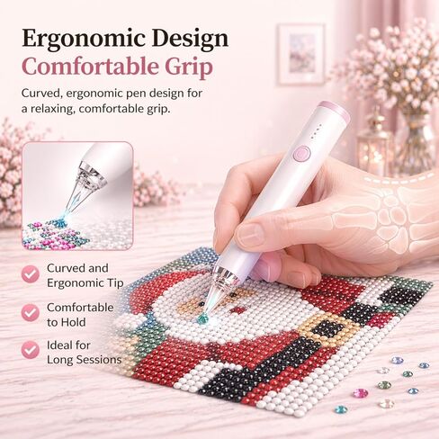 HAUTLENCE Electric Diamond Painting Vacuum Pen, Diamond Art Tools, Rechargeable Long-Lasting, Non Interupted Wireless Vacuum Pen, 3-Speed Adjustable Suction, Quiet, Includes 6 Feather Bookmarks in Kuwait