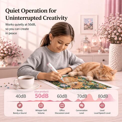 HAUTLENCE Electric Diamond Painting Vacuum Pen, Diamond Art Tools, Rechargeable Long-Lasting, Non Interupted Wireless Vacuum Pen, 3-Speed Adjustable Suction, Quiet, Includes 6 Feather Bookmarks in Kuwait