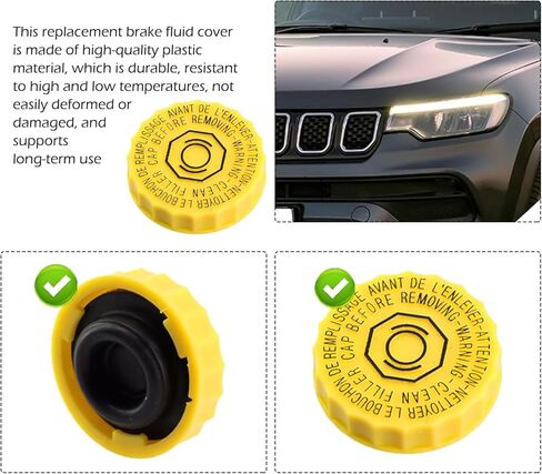 Brake Fluid Cap, Brake Master Cylinder Reservoir Tank Cap, Brake Fluid Cap Replaces OEM# 68211910AB, Compatible with Jeep Wrangler Cherokee Compass Chrysler Pacifica in Kuwait