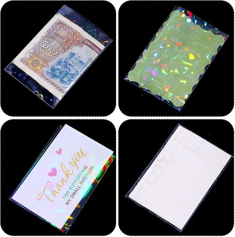 300 Pcs Laser Flashing Photocard Sleeves Rainbow Holographic Trading Card Protector Waterproof Transparent Star Heart Photo Card Protective Cover for Photocard in Saudi Arabia