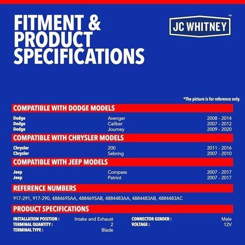 JC Whitney JFBAJCWTCV00225 مجموعة من 2 ملفات لولبية توقيت الصمامات المتغيرة لمحرك السحب والعادم (VVT) - متوافقة مع Jeep Compass 07-17، Patriot 07-17، Chrysler 200 11-16 - 1.8L 2.0L 2.4L in Kuwait
