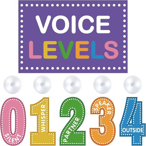 VIHOSE Voice Level Chart for Classroom, Composition Notebook Style Magnetic Noise Level Rule Sign Poster with 5 Number Signs & 5 LED Tap Lights, Classroom Management Kit for Elementary School Teacher in Kuwait