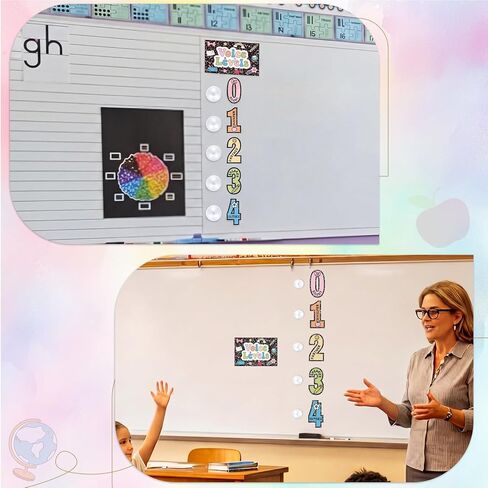 VIHOSE Voice Level Chart for Classroom, Composition Notebook Style Magnetic Noise Level Rule Sign Poster with 5 Number Signs & 5 LED Tap Lights, Classroom Management Kit for Elementary School Teacher in Kuwait