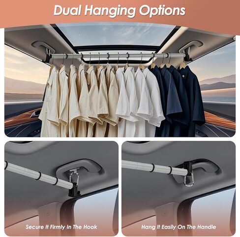 Car Clothes Hanger Bar, Adjustable 30-64 Inch Clothes Rack for Car Travel, Heavy-Duty Wrinkle-Free Telescopic Cars Hanger for Trucks, SUVs, RVs, Toad Trippers, and RVs in Saudi Arabia