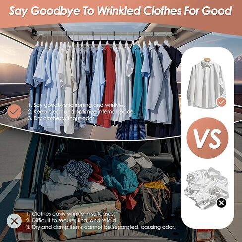 Car Clothes Hanger Bar, Adjustable 30-64 Inch Clothes Rack for Car Travel, Heavy-Duty Wrinkle-Free Telescopic Cars Hanger for Trucks, SUVs, RVs, Toad Trippers, and RVs in Saudi Arabia