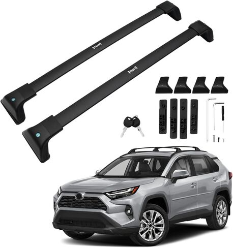 Powerty 300LBS Roof Rack Cross Bars for 2019-2025 Toyota RAV4 Accessories with Flush Side Rails(Not for 2024 LE/Adventure/TRD Off-Road/Hybrid Woodland Trim), Lockable Aluminum Roof Rails Luggage Racks in Kuwait