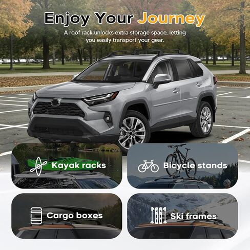 Powerty 300LBS Roof Rack Cross Bars for 2019-2025 Toyota RAV4 Accessories with Flush Side Rails(Not for 2024 LE/Adventure/TRD Off-Road/Hybrid Woodland Trim), Lockable Aluminum Roof Rails Luggage Racks in Kuwait