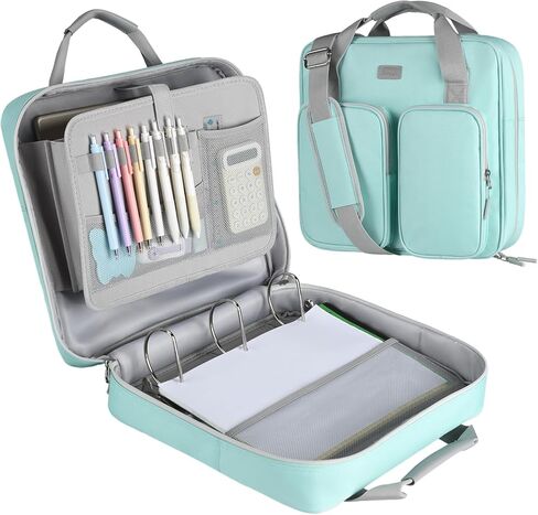 3 Inch Zipper Binder 3 Ring with Sturdy Shoulder Strap & Multi-pocket, Binder with Zipper Holds Up to 700 Sheets for Office School, Compatible with 13" Macbook Laptop ipad(Purple) in Saudi Arabia