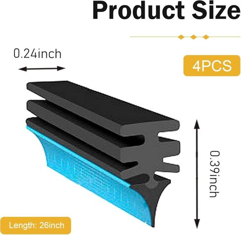 4 PCS Car Windshield Wiper Blade Refills, 28" Rubber Noise-reducing Insert Strip, DIY Cuttable Boneless Wiper Blades, Universal Replacement for Most Cars SUVs Trucks (Black) in Saudi Arabia