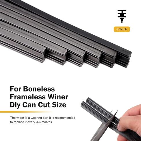 4 PCS Car Windshield Wiper Blade Refills, 28" Rubber Noise-reducing Insert Strip, DIY Cuttable Boneless Wiper Blades, Universal Replacement for Most Cars SUVs Trucks (Black) in Saudi Arabia